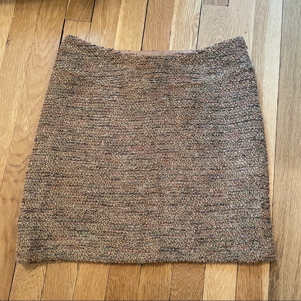 A-Line Wool Blend Tweed Skirt